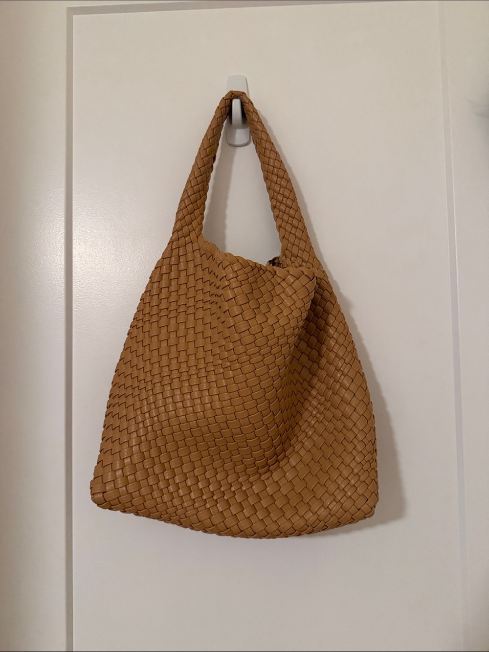 Tan Woven Shoulder Purse